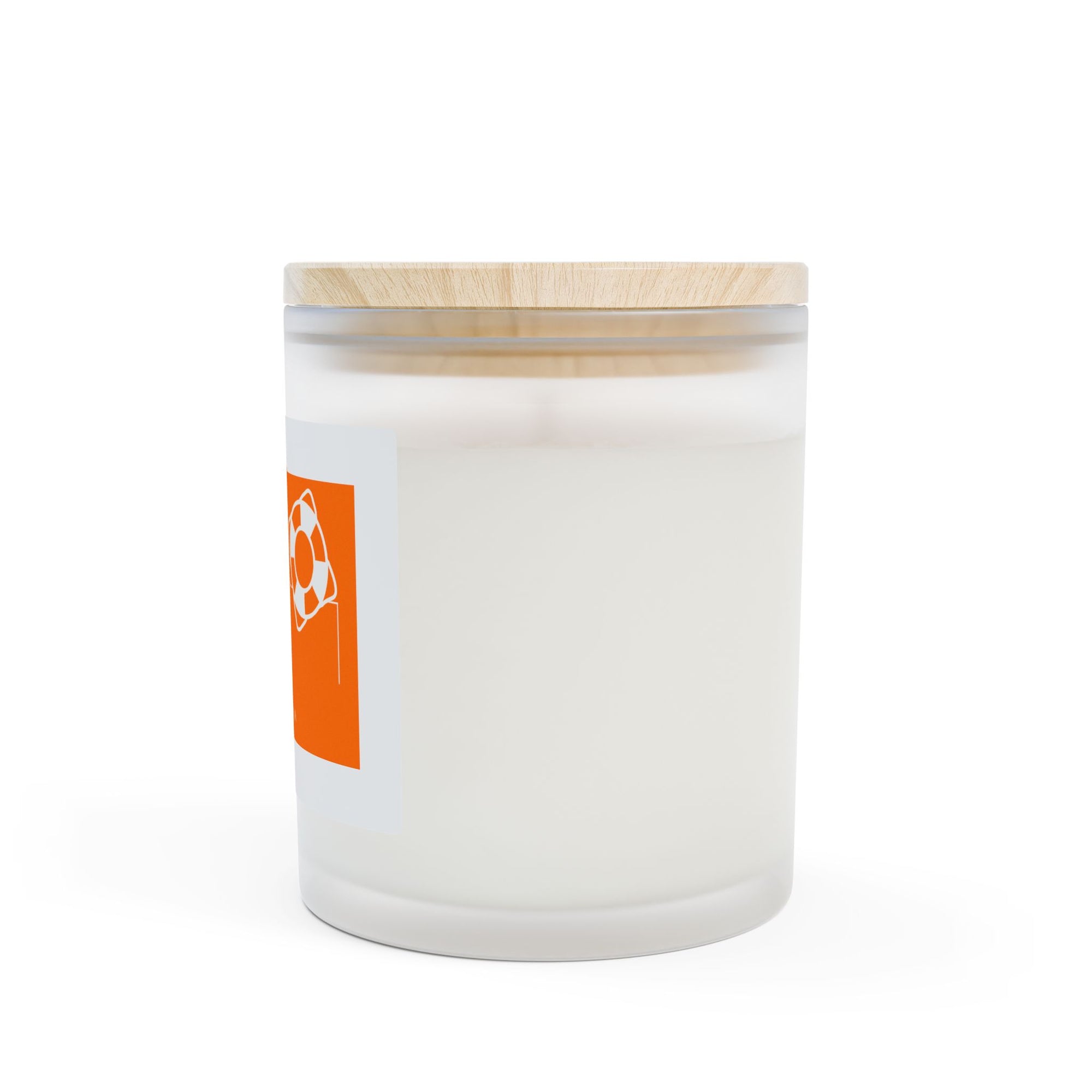My Little Summer” candle in frosted glass jar with orange label and wooden lid summer