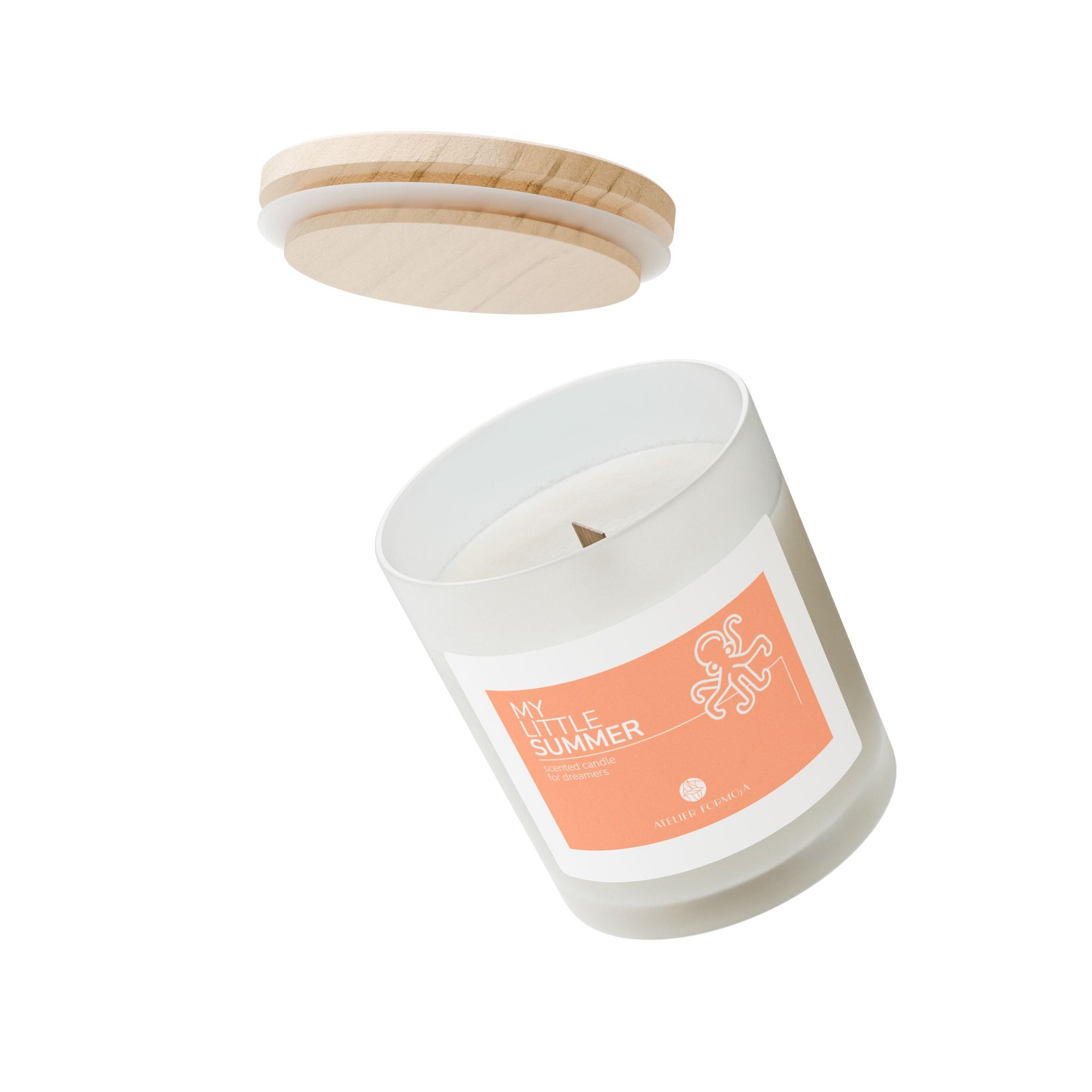 This orange candle smells like sunsets and freedom – with a happy little octopus