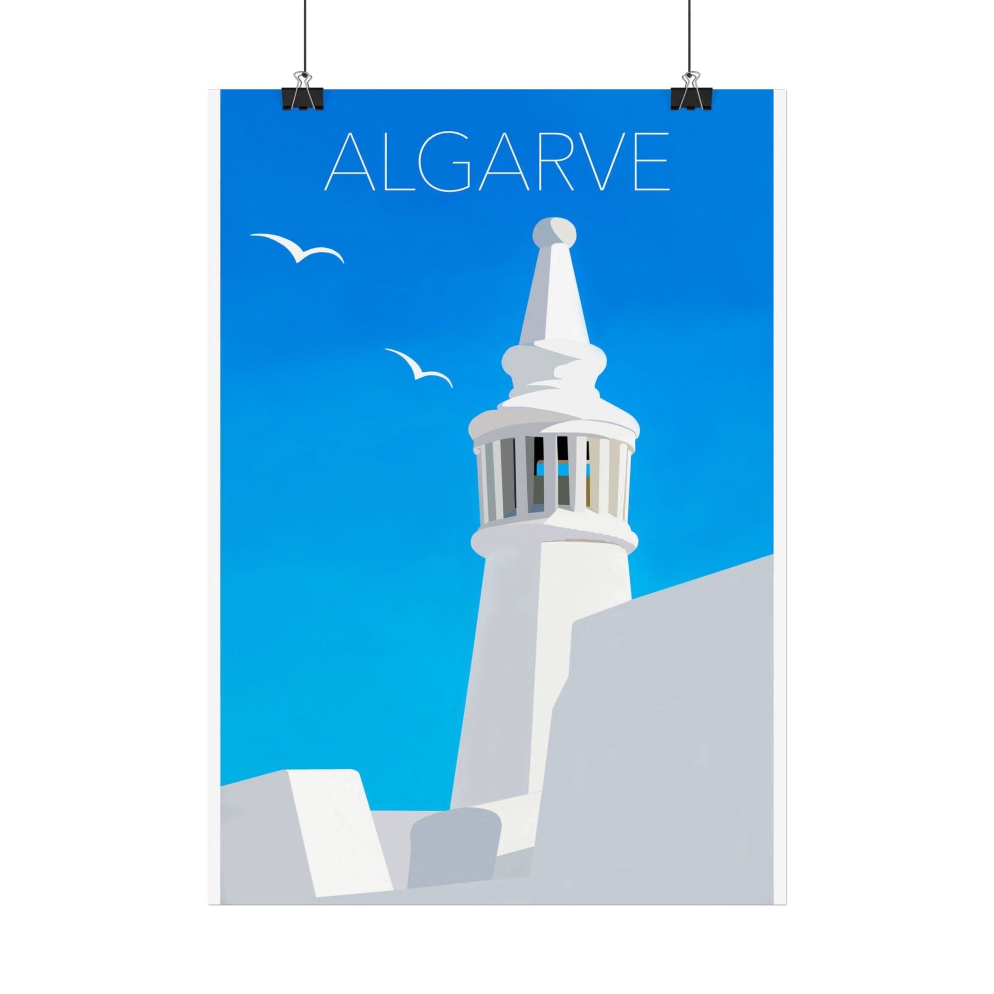 hand painted poster city house chimney Algarve